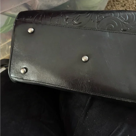 Patricia Nash Black Embossed Satchel Like New - Picture 4 of 5